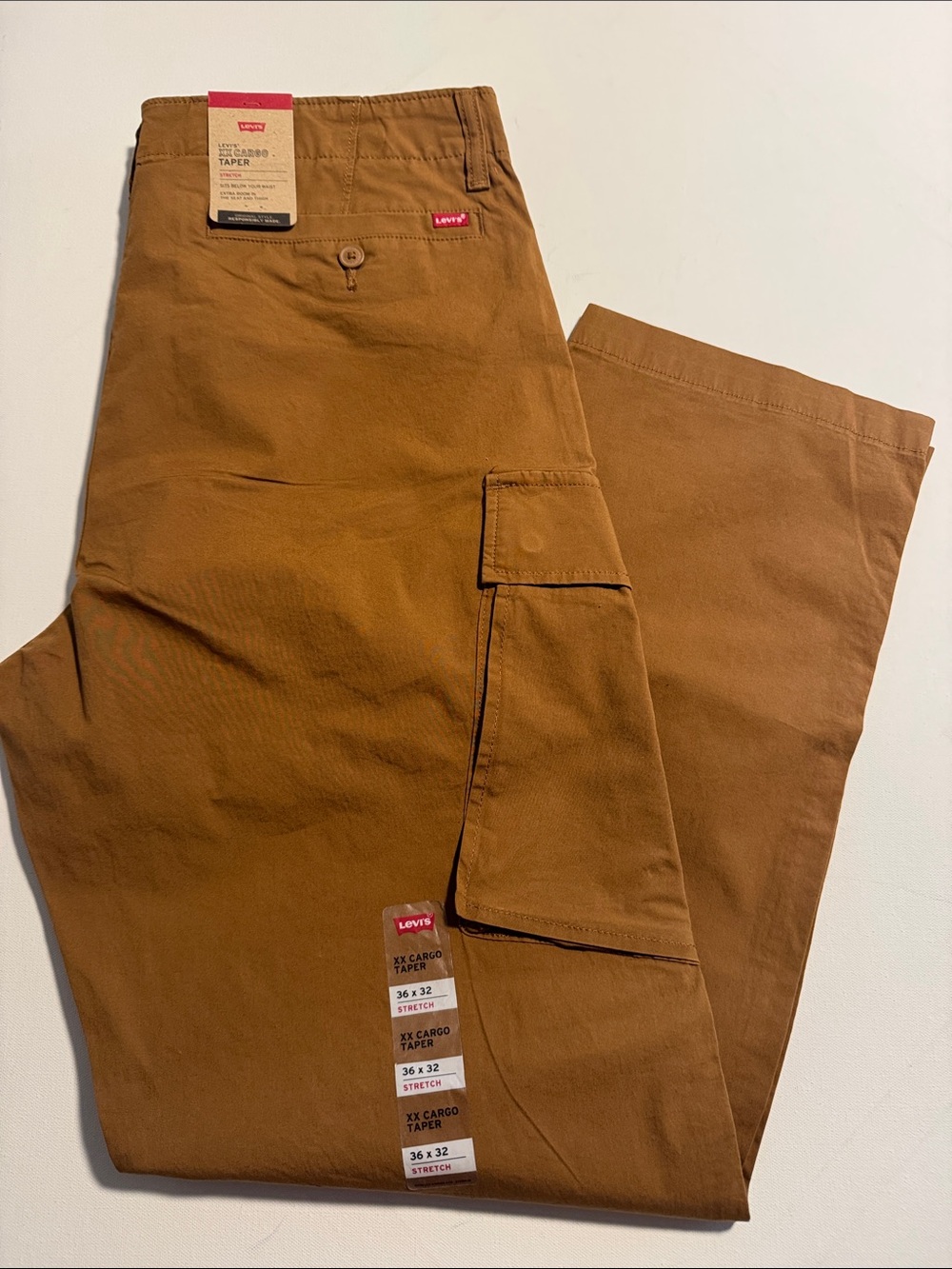 Levis Cargo Pants Mens 36 32 Brown Taper